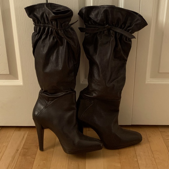 Halston Knee Length Boots, Dark Chocolate, Size 10 - Picture 1 of 6